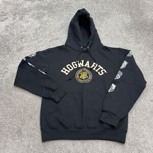Harry Potter Hogwarts Hoodie Pullover Sweatshirt Mens Small Black Fleece Wizard